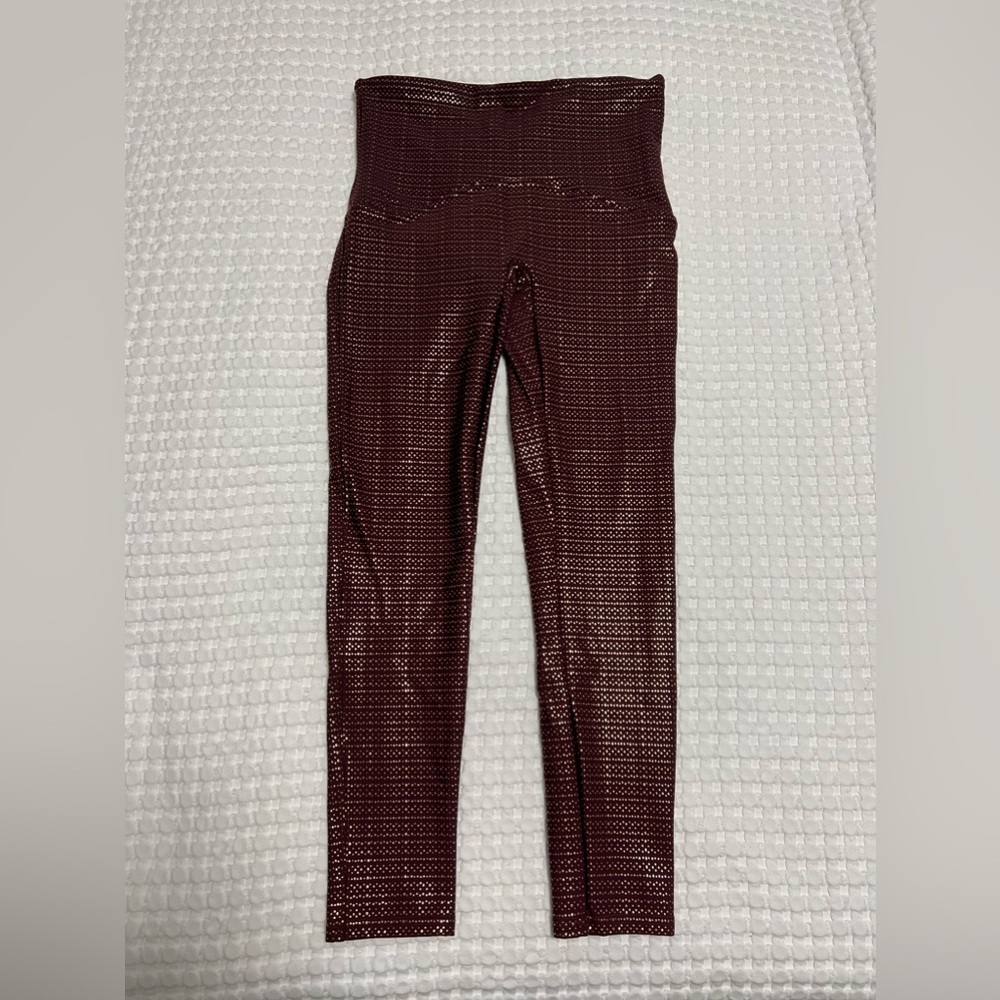 SPANX Booty Boost Active 7/8 Leggings in Metallic Mist Wine/Rose Gold - Picture 7 of 13